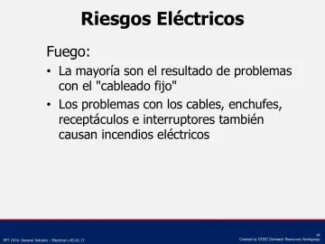 Slide 14: Riesgos Eléctricos
