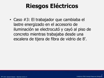 Slide 17: Riesgos Eléctricos