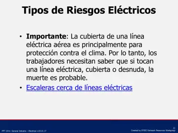 Slide 21: Tipos de Riesgos Eléctricos