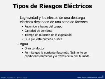 Slide 23: Tipos de Riesgos Eléctricos