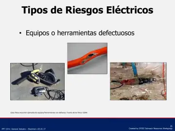 Slide 26: Tipos de Riesgos Eléctricos
