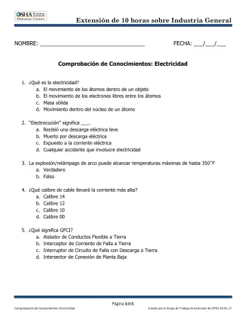 Page 1: Extensión de 10 horas sobre Industria General