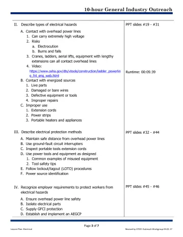 Page 3: II. Describe types of electrical hazards