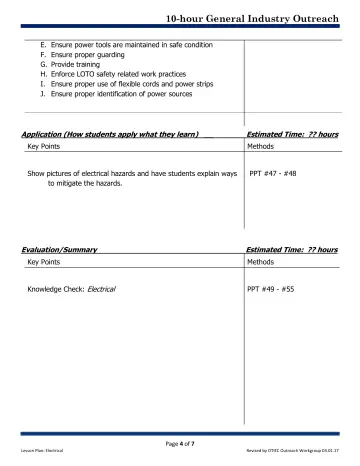 Page 4: E. Ensure power tools are maintained in safe condition