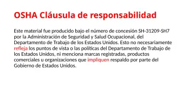 Slide 1: OSHA Cláusula de responsabilidad