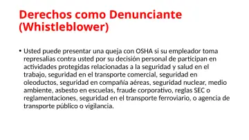 Slide 25: Derechos como Denunciante (Whistleblower)