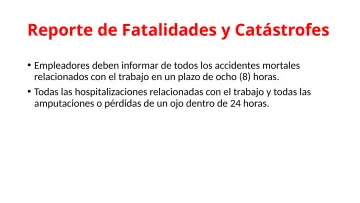 Slide 27: Reporte de Fatalidades y Catástrofes