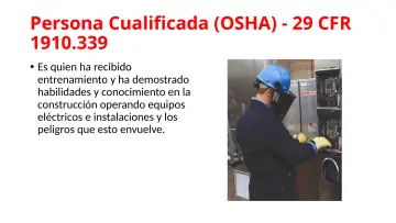 Slide 29: Persona Cualificada (OSHA) - 29 CFR 1910.339