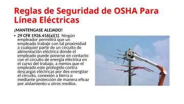 Slide 35: Reglas de Seguridad de OSHA Para Línea Eléctricas