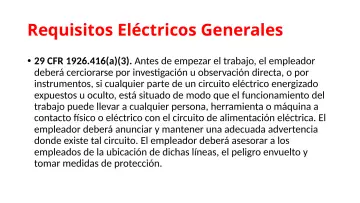 Slide 39: Requisitos Eléctricos Generales