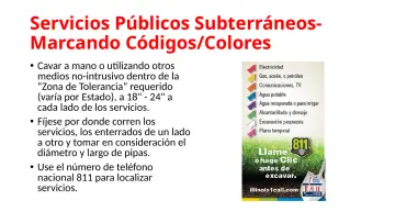 Slide 40: Servicios Públicos Subterráneos- Marcando Códigos/Colores