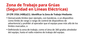 Slide 44: Zona de Trabajo para Grúas (Seguridad en Líneas Eléctricas)