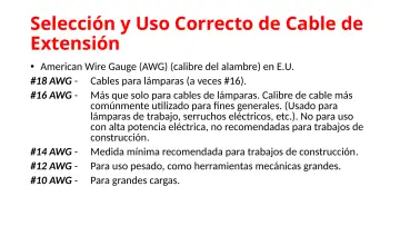 Slide 66: Selección y Uso Correcto de Cable de Extensión