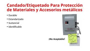 Slide 85: Candado/Etiquetado Para Protección de Materiales y Accesorios metálicos