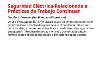Slide 90: Seguridad Eléctrica-Relacionada a Prácticas de Trabajo Continuar