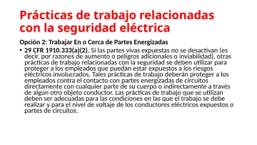 Slide 93: Prácticas de trabajo relacionadas con la seguridad eléctrica