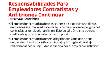 Slide 97: Responsabilidades Para Empleadores Contratistas y Anfitriones Continuar