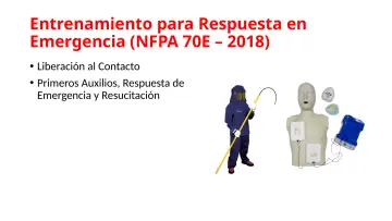 Slide 102: Entrenamiento para Respuesta en Emergencia (NFPA 70E – 2018)