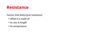 Slide 19: Resistance