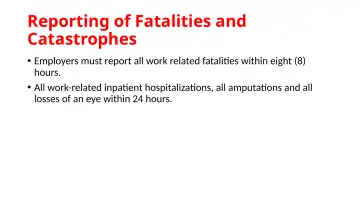 Slide 31: Reporting of Fatalities and Catastrophes