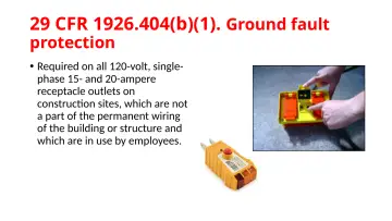 Slide 61: 29 CFR 1926.404(b)(1). Ground fault protection