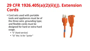 Slide 67: 29 CFR 1926.405(a)(2)(ii)(J). Extension Cords