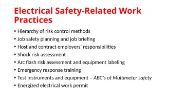 Slide 87: Electrical Safety-Related Work Practices