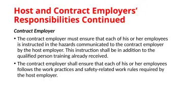 Slide 97: Host and Contract Employers’ Responsibilities Continued