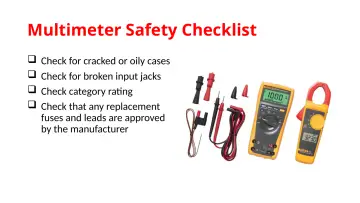 Slide 104: Multimeter Safety Checklist