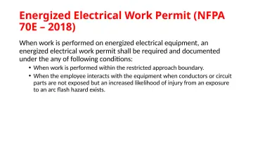 Slide 106: Energized Electrical Work Permit (NFPA 70E – 2018)