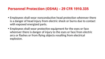 Slide 109: Personnel Protection (OSHA) – 29 CFR 1910.335