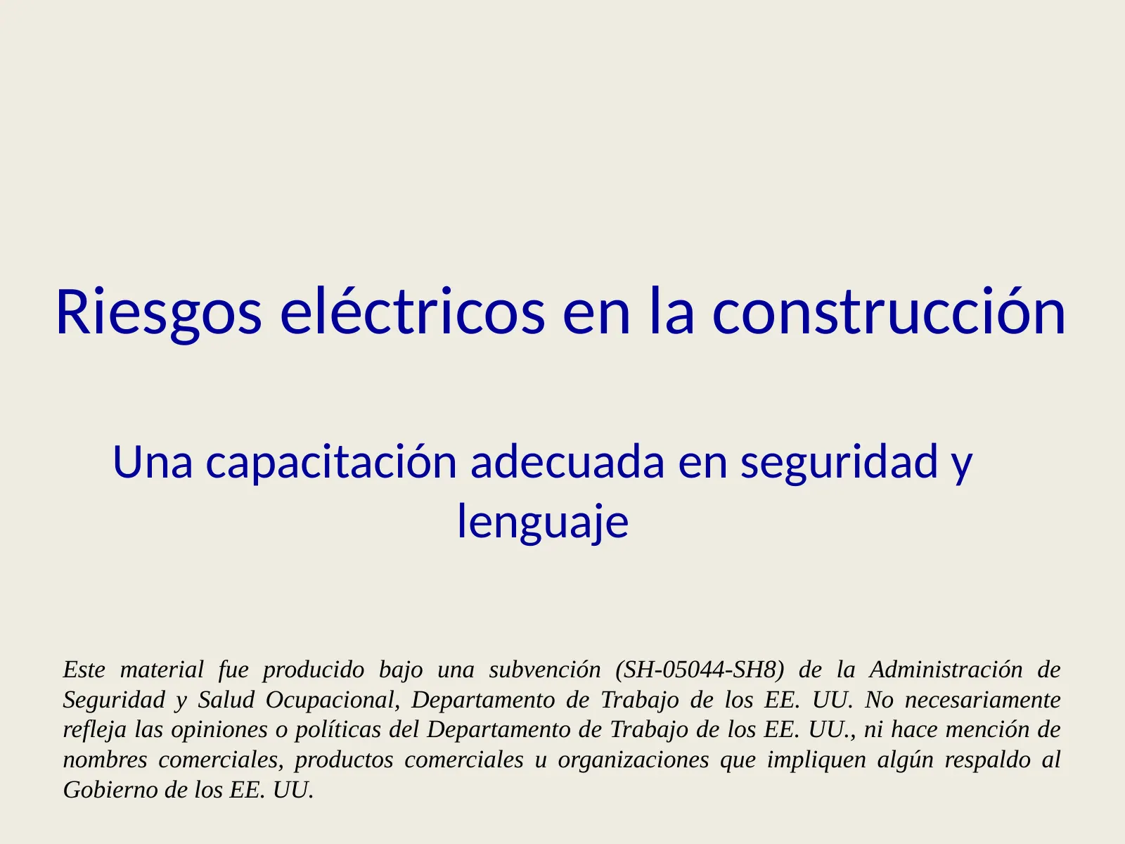 Riesgos eléctricos en la construcción, slide 1: Riesgos eléctricos en la construcción