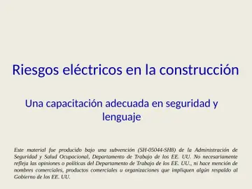Slide 1: Riesgos eléctricos en la construcción