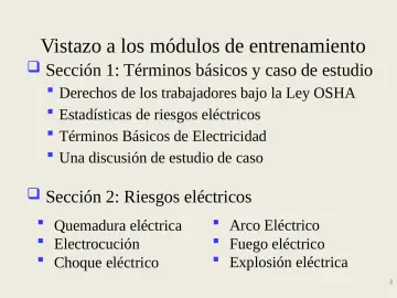 Slide 8: Vistazo a los módulos de entrenamiento