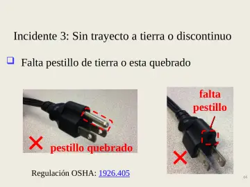 Slide 66: Incidente 3: Sin trayecto a tierra o discontinuo