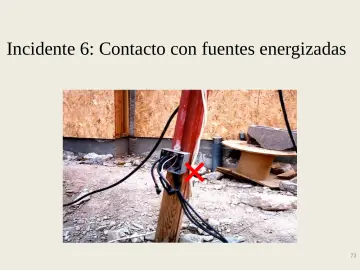Slide 73: Incidente 6: Contacto con fuentes energizadas
