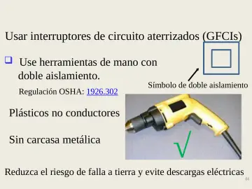 Slide 86: Usar interruptores de circuito aterrizados (GFCIs)
