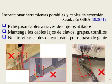 Slide 90: Inspeccionar herramientas portátiles y cables de extensión