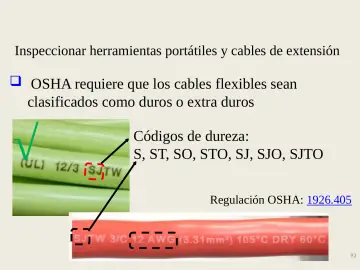 Slide 93: Inspeccionar herramientas portátiles y cables de extensión
