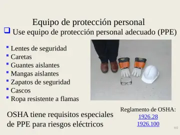 Slide 102: Equipo de protección personal