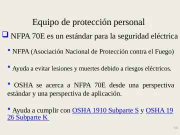 Slide 103: Equipo de protección personal