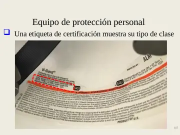 Slide 107: Equipo de protección personal
