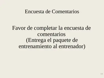 Slide 135: Encuesta de Comentarios