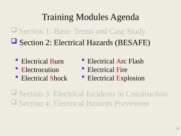 Slide 40: Training Modules Agenda