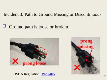 Slide 66: Incident 3: Path to Ground Missing or Discontinuous