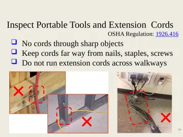 Slide 90: Inspect Portable Tools and Extension Cords
