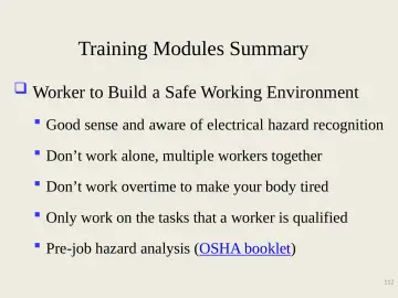 Slide 112: Training Modules Summary