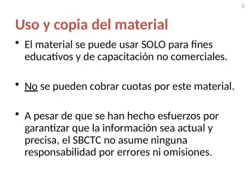 Slide 5: Uso y copia del material