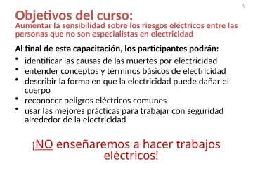 Slide 9: Objetivos del curso: