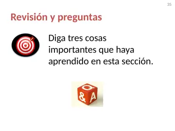 Slide 35: Revisión y preguntas